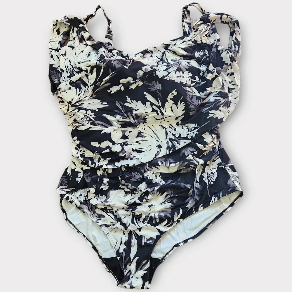 Swimsuits For All Floral One Piece Drape Size 32